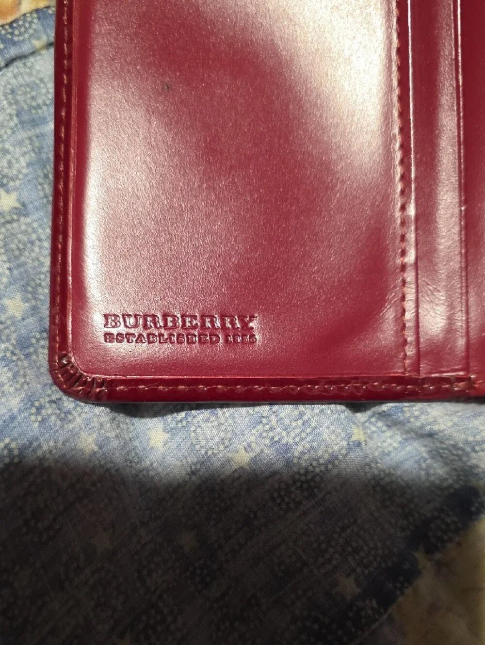 Women's Burberry Heart-Print Canvas Fold Wallet - Maroon and Cream